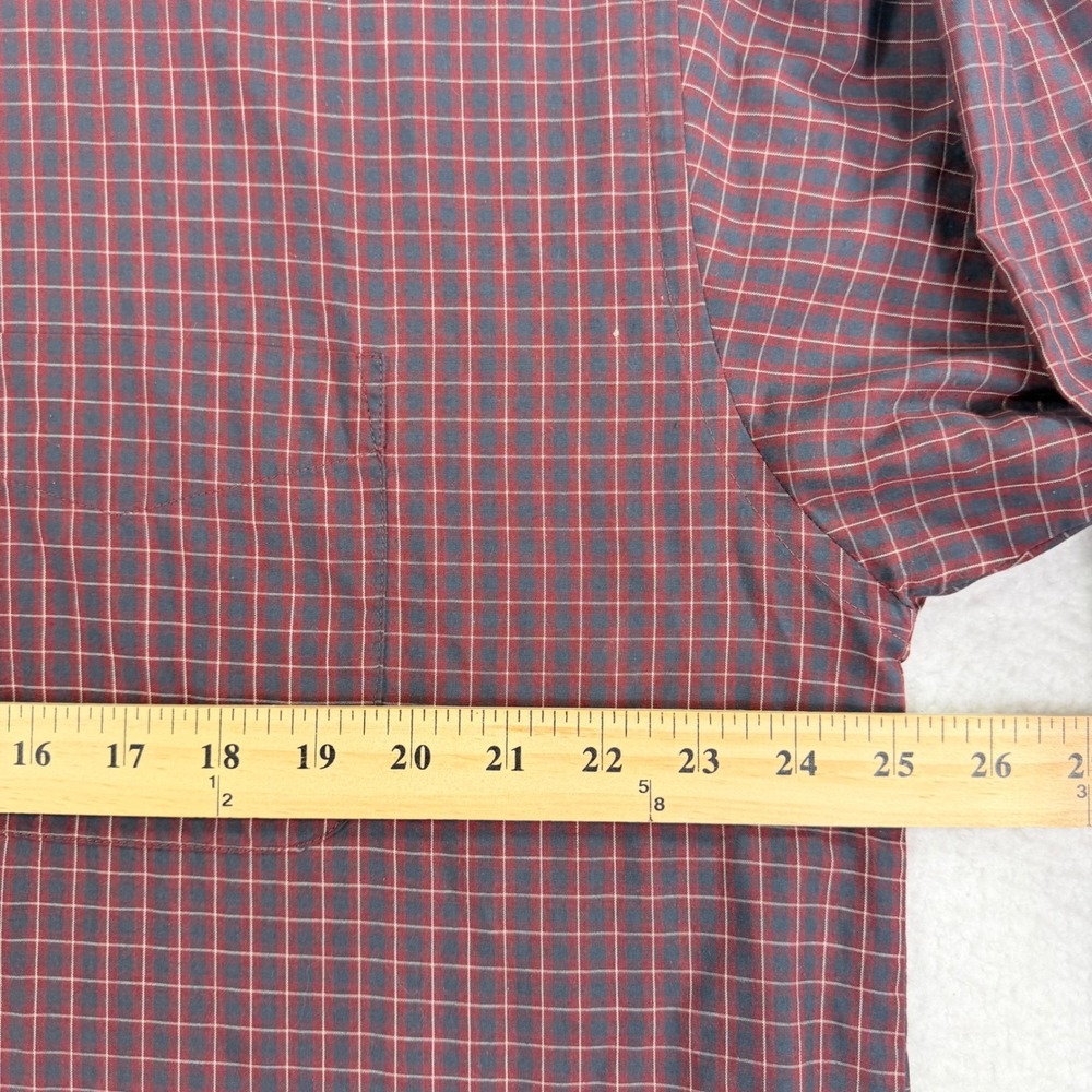 Van Heusen Button Down Mens XL Burgundy Navy Grid Check Wrinkle Free Shirt - Picture 5 of 7